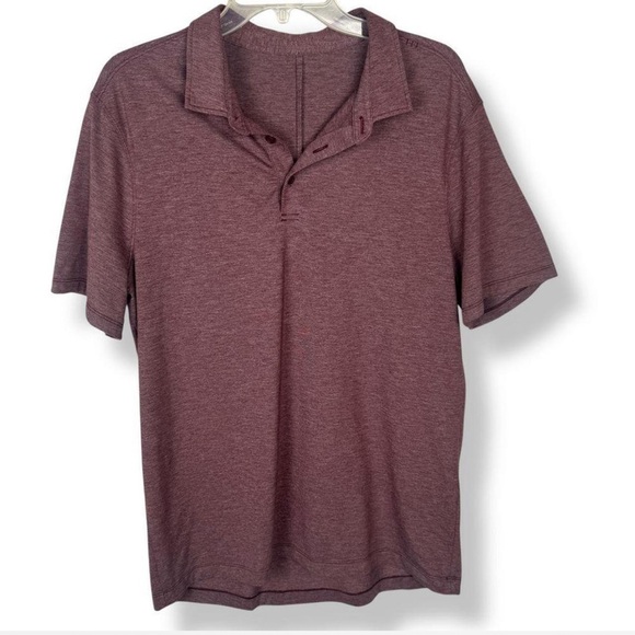 lululemon Men's Evolution Golf Polo Short Sleeve Shirt Heathered Burgundy - Picture 2 of 5